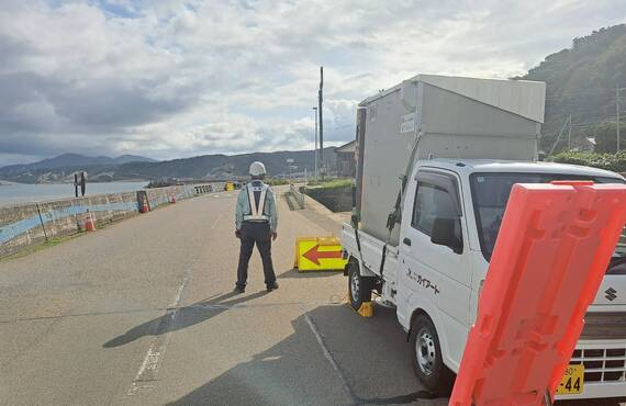 復興工事現場で…