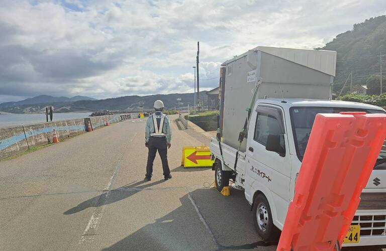 復興工事現場で…